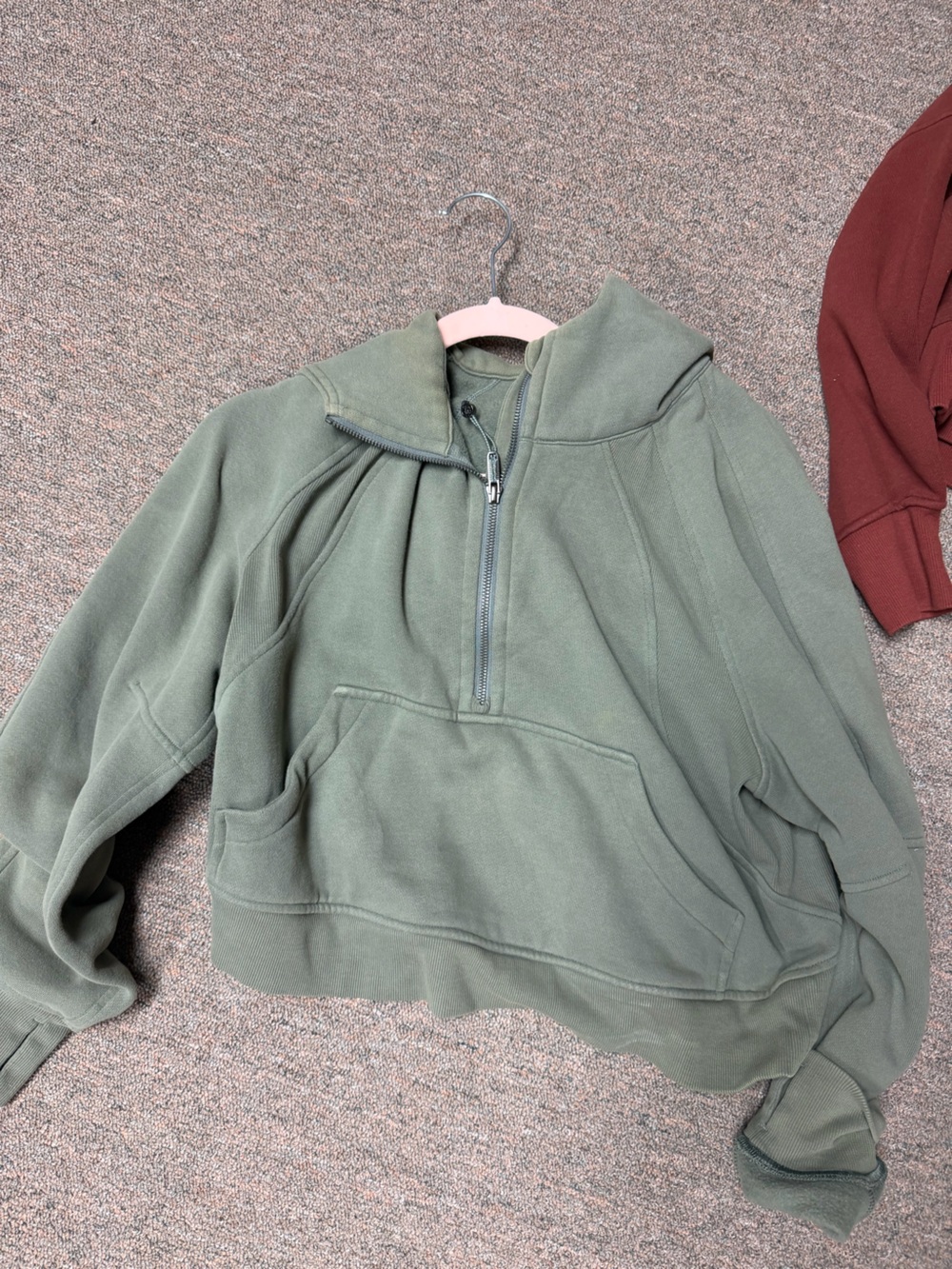 Lululemon scuba Cropped Olive Half-Zip Fleece Pullover